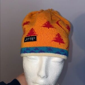 Jytte Vintage 2001 Wool Yellow Red Blue Knit Tree Beanie Hat OS